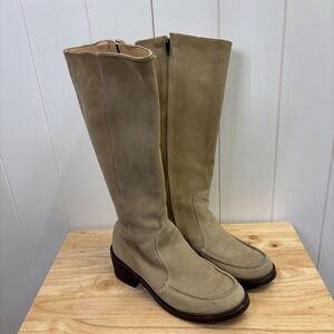 Kenneth Cole Reaction Womens Y2K Boho Chunky Suede Leather Boots Size 7 Neutral